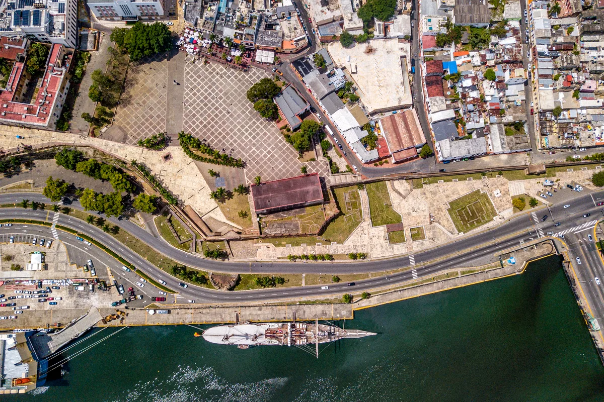 Veracruz Mexico historic port waterfront Malecon aerial view