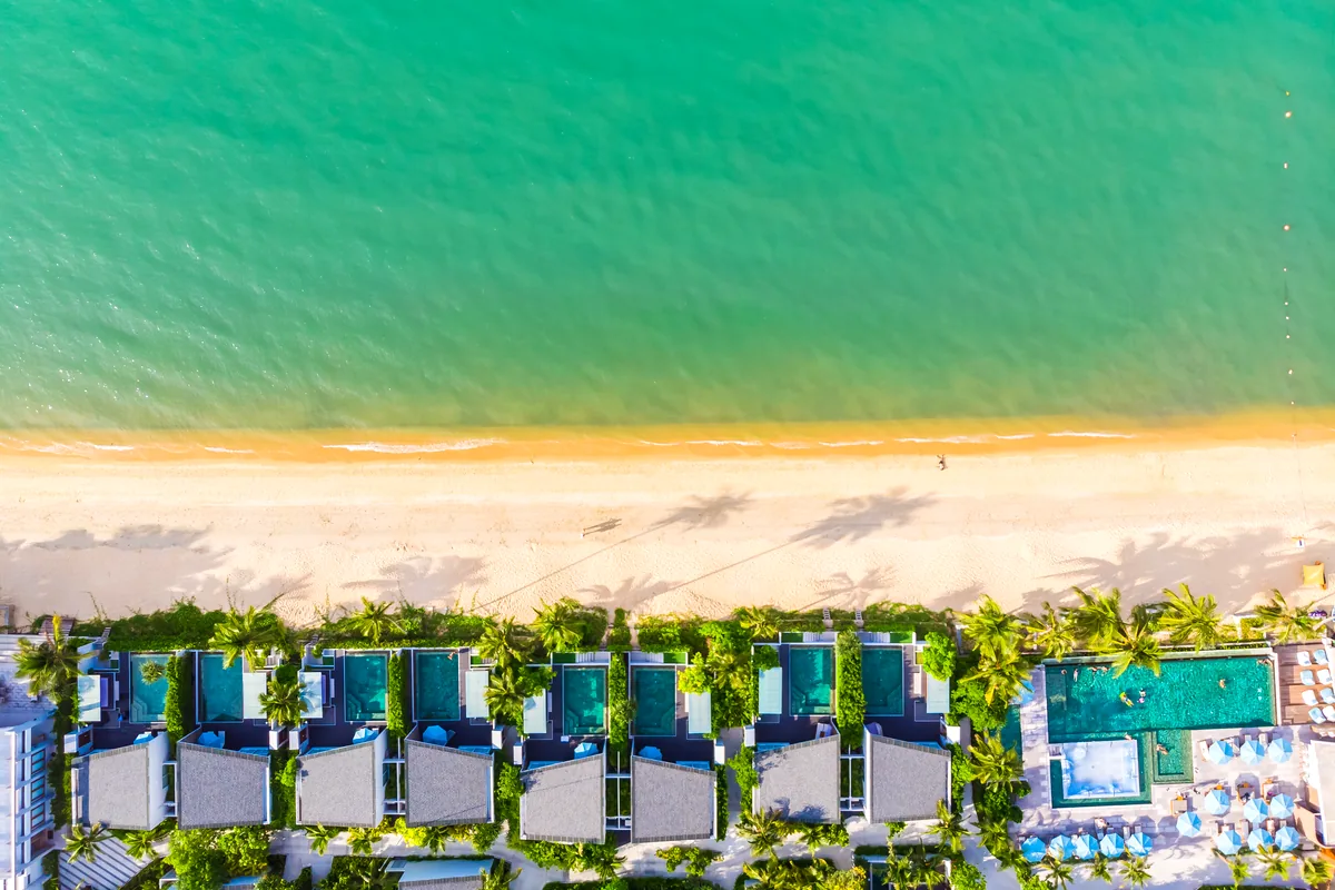 Hyatt Ziva Cancun aerial view ocean three sides luxury resort