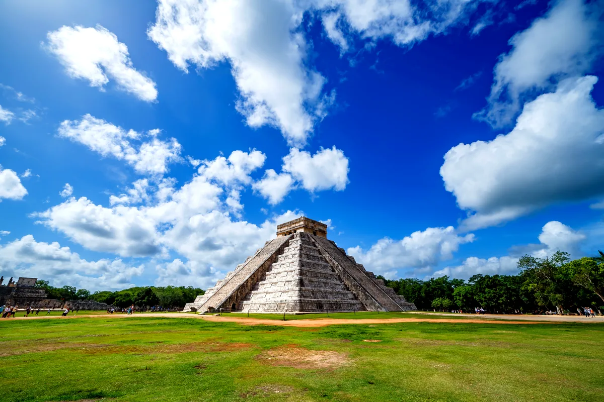 Chichen Itza pyramid Yucatan Mexico wide angle